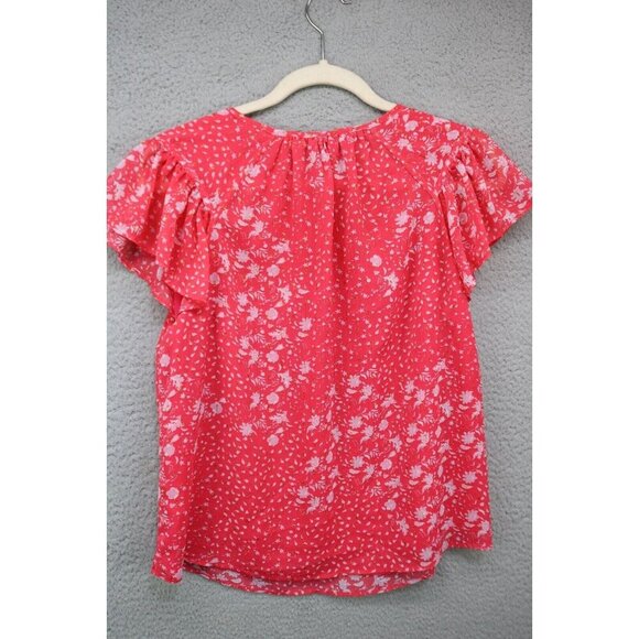 Joie Short Flutter Sleeves Semi-Sheer Top-Lined-Metallics-S/P-Fairy-Cottagecore - Picture 10 of 13